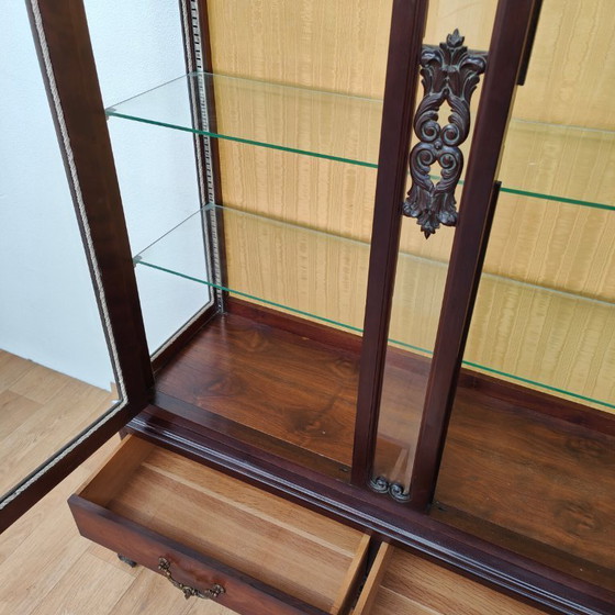 Image 1 of Vitrine, buffet, vaisselier, meuble mural de style Chippendale vintage