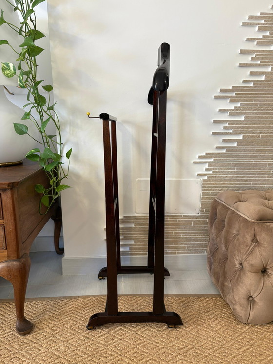 Image 1 of Mid century rustic Valet stand vintage appendiabiti dress rack wooden clothes design dressboy italian organizer servomuto gentle