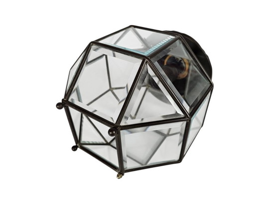 Image 1 of Scuola di Amsterdam - lampada a lanterna - vetro sfaccettato - rame - Anni '20