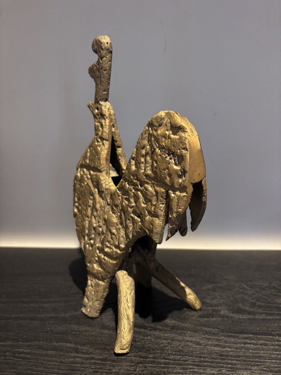 Brutalistisch Bronzen Beeld Haan – Vintage Afrikaanse Kunst (1.5kg) Cire Perdue – Decoratieve objecten, Brass (photo 5 of 10)
