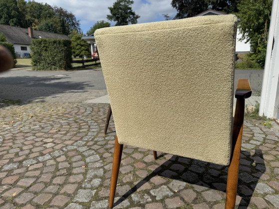 Mid Century Armchair Beige Vintage Easychair – Wood, Textile (photo 8 of 11)