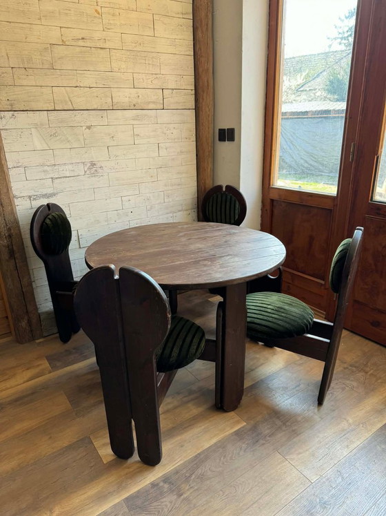 Vintage Dining Set by Szedleczky Mária, 1960s, Set of 5, Brown, Mid Century Modern (photo 5 of 5)