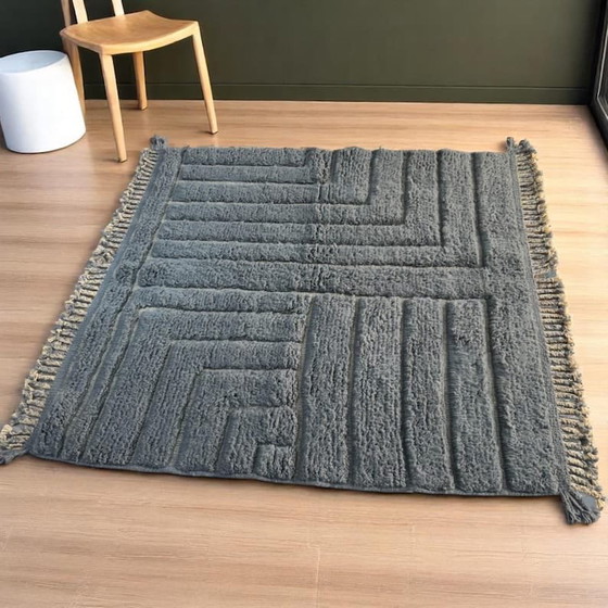 Groot Handgemaakt Natuurlijk Wollen Grijs Tapsi Berbertapijt Maat 3/4 M – Ahrend, Vloerkleden en tapijten (photo 3 of 9)