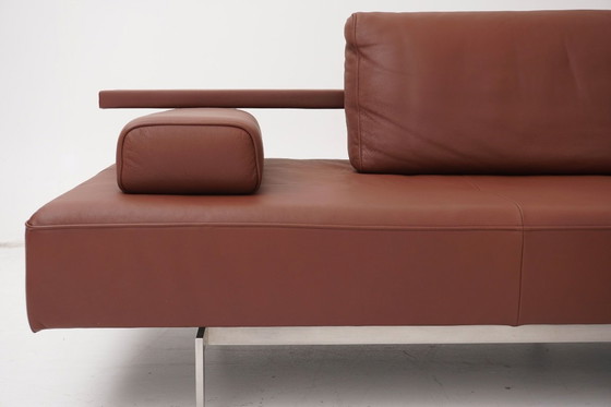 Image 1 of Canapé d'angle Rolf Benz Dono en cuir marron cognac avec canapé-lit gigogne
