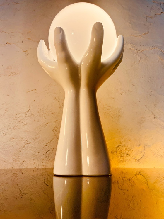 Unique! Design 70s Hands Table Lamp – Porcelain, Ceramic (photo 8 of 8)
