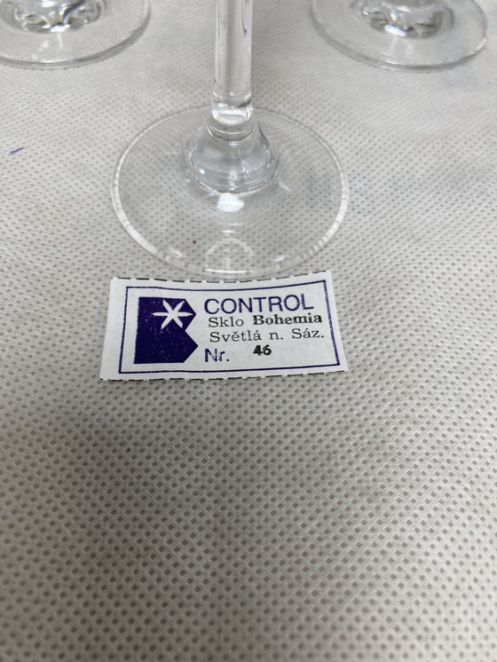 Image 1 of 6 kristallen champagneglazen Tsjechië 90'S