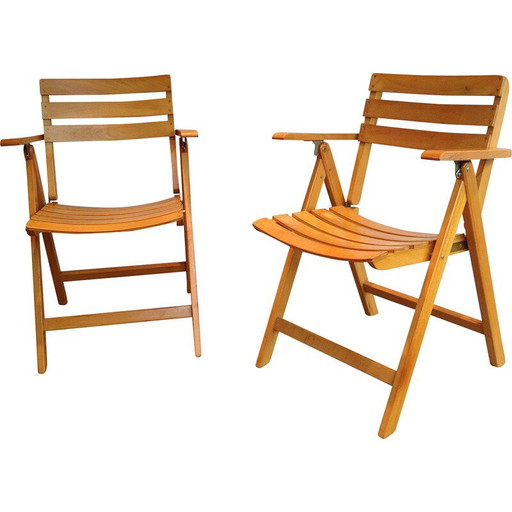 Coppia di poltrone vintage in legno per Clairitex, anni '70