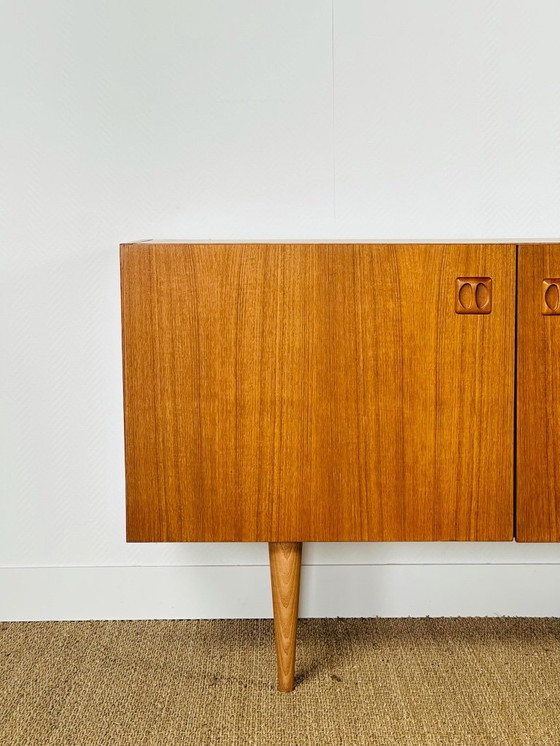 Image 1 of Scandinavian teak sideboard with 4 doors and tapered legs, 1960s