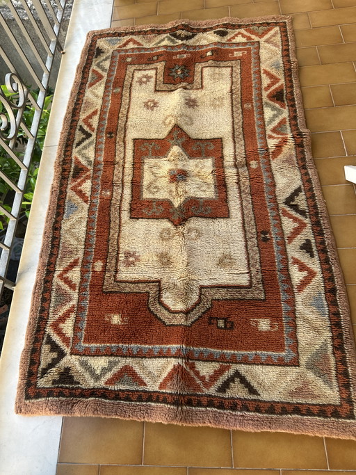 Vintage-Teppich im marokkanischen/anatolischen Stil aus reiner Schurwolle, 85 x 150 cm