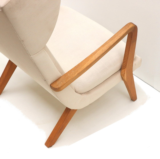 Image 1 of Poltrona vintage di design danese con rivestimento color crema degli anni '70