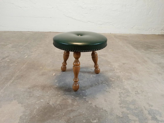 Vintage tripod vinyl stool – Skai, Wood (photo 2 of 13)
