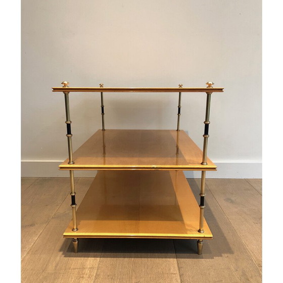 Image 1 of Vintage three-tiered console in sycamore and brass by Jansen, 1940