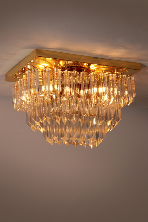 Novaresi Gold Plated Ceiling Lamp CH Serie 1970 Italy