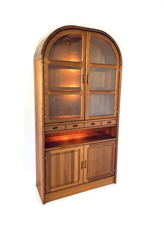 Image 1 of Vintage teak arch cabinet with display case, Dyrlund '70s