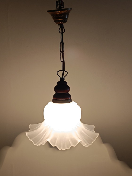 Image 1 of Lampada a sospensione a forma di tulipano in vetro trasparente