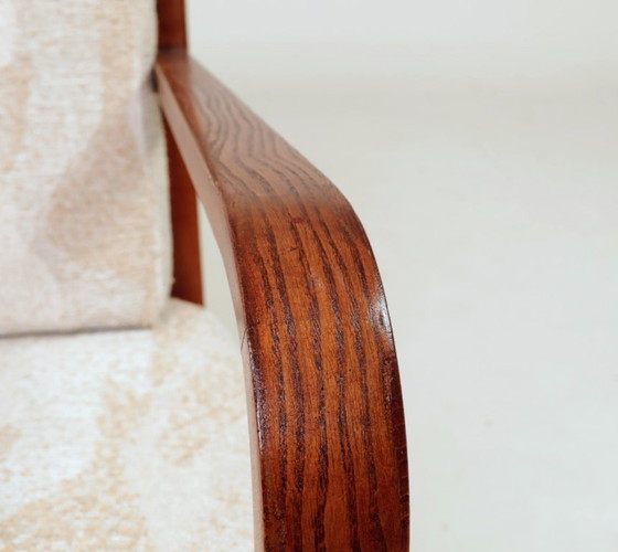 Image 1 of Sedie e tavolini vintage in legno jacquard beige