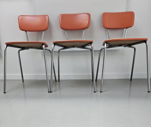 Sillas tubulares Brabantia, color naranja, años 70.