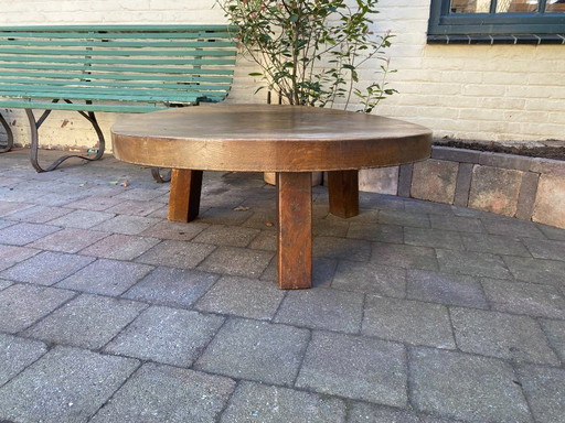 Couchtisch im brutalistischen Stil / Arts & Crafts / Massivholz-Eiche Japandi