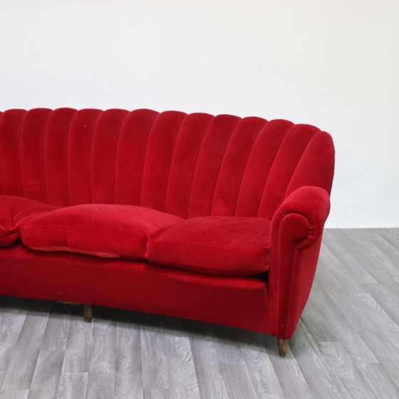 Image 1 of Sofá Art Déco Guglielmo Ulrich con diseño original de terciopelo de la década de 1940