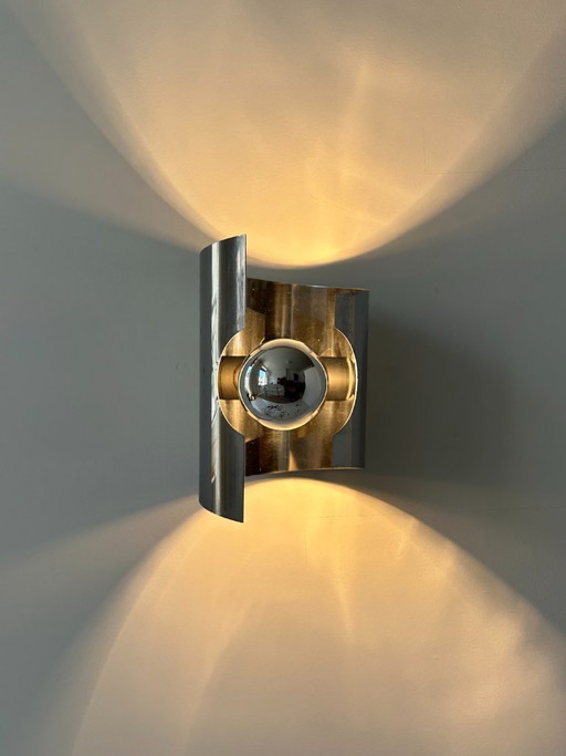 Vintage wall light, chrome-plated metal, France, 1970