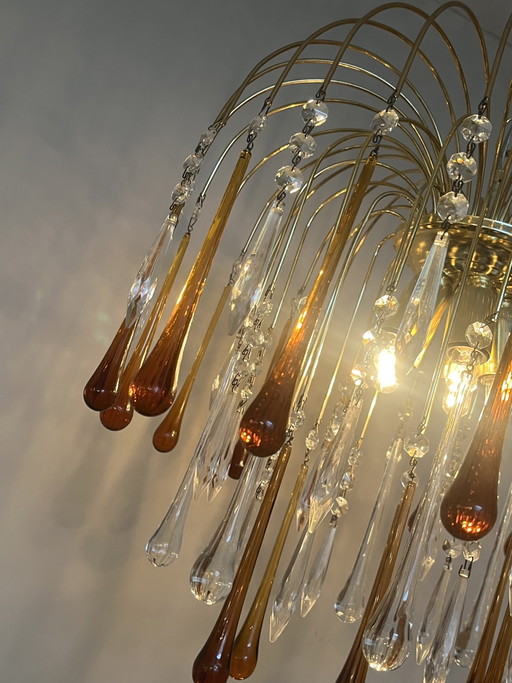 Set di 2 lampadari a goccia vintage XL marroni