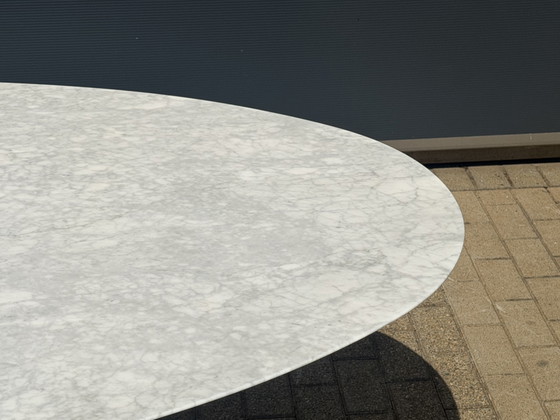 Original Oval Florence Knoll Dining Table (244x137cm) Carrara New condition!! – Chrome, Marble (photo 8 of 15)