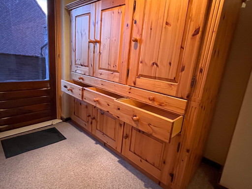 Pine desk cabinet with plenty of storage space