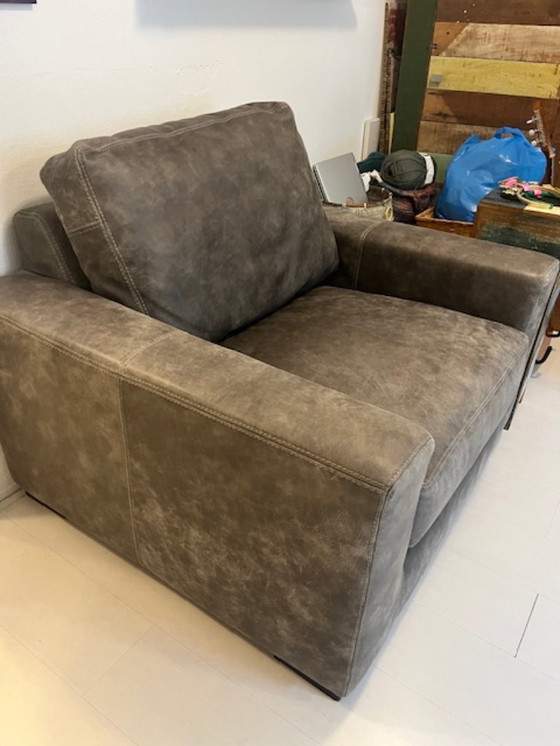 Image 1 of Sillón Loveseat Sillón Sofá Cuero Gris Materias Primas