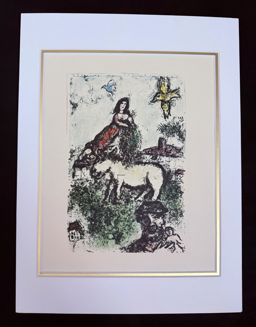 Marc Chagall: "Crea la baraja del espejo". Litografía de edición limitada. Incluye paspartú doble.