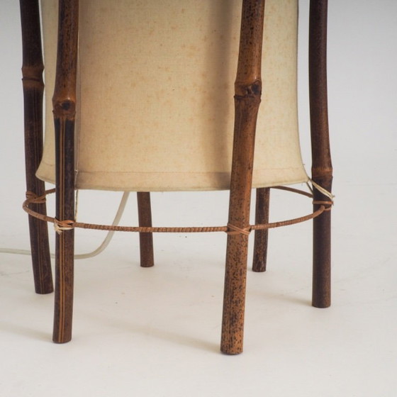 Große Stehlampe aus Bambus und Leinen von Louis Sognot – Stehleuchten, Textile (photo 10 of 17)