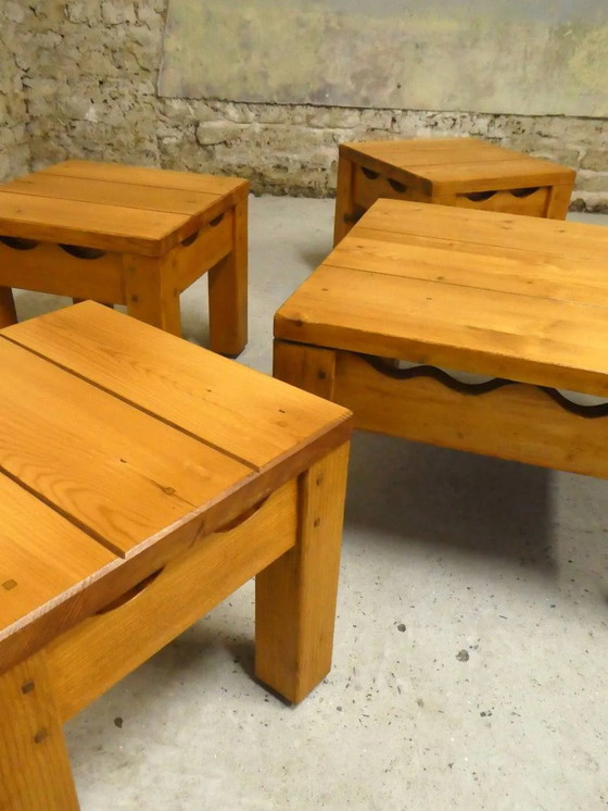 pine living room set, 1980 – Coffee tables, Wood, Vintage (photo 3 of 10)