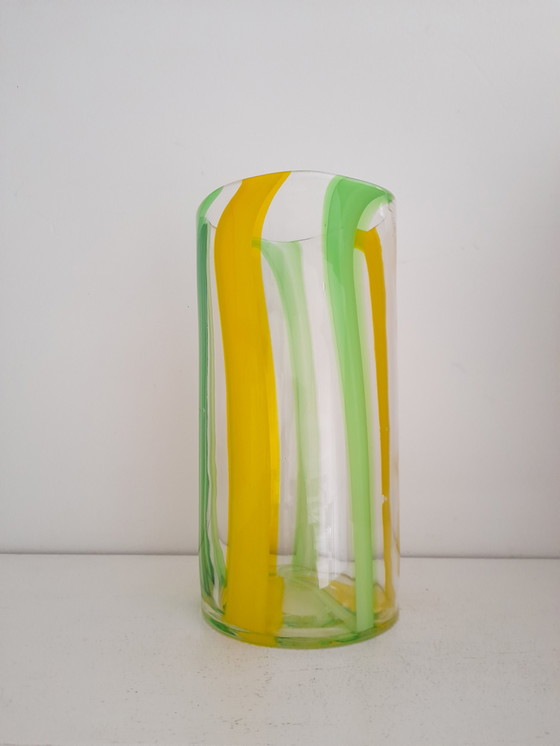 Image 1 of 1980s lined blown glass vase