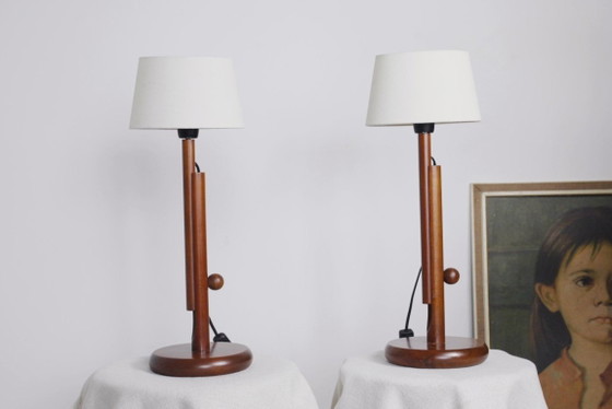 Lampada da tavolo MCM in teak vintage regolabile stile scandinavo - Coppia disponibile – Lampade da tavolo (photo 6 of 10)