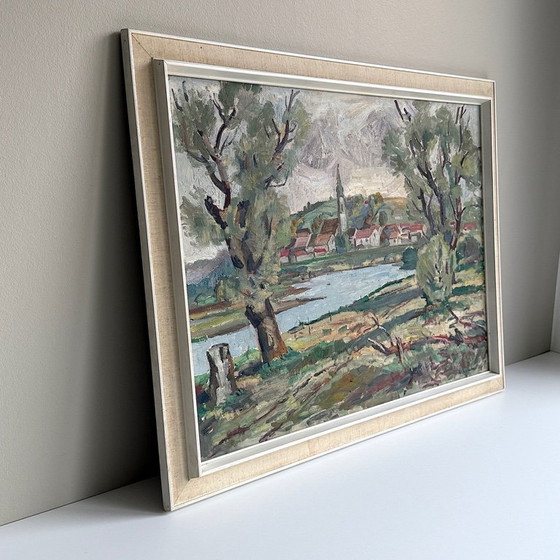 Image 1 of Vintage Gemälde - Rupert Kamm - Vilshofen - Pleinting - 1964 - Bayern - Westdeutschland - Öl - Unikat - Mid Century - Signiert