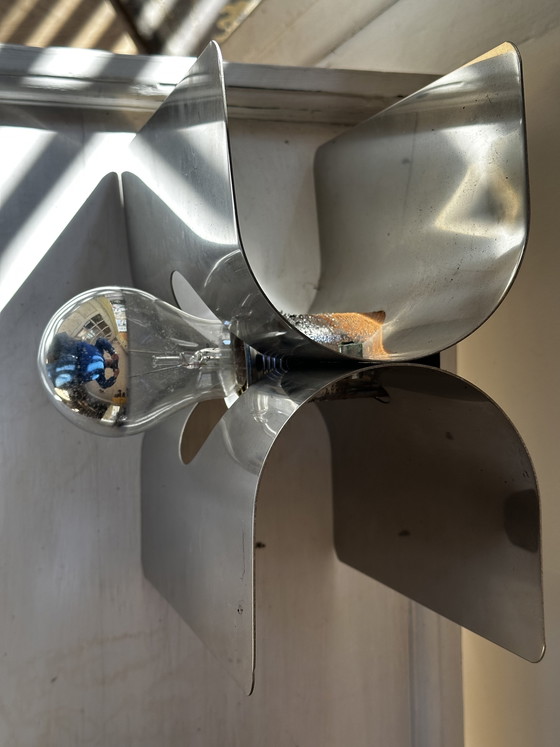 Image 1 of Paire d’appliques Harvey Guzzini Italie - Metal Chromé - Space Age années 70