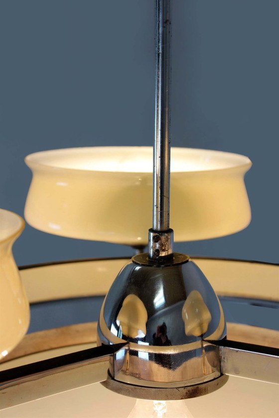 Image 1 of Bauhaus Chrome Chandelier from Zukov, 1940s