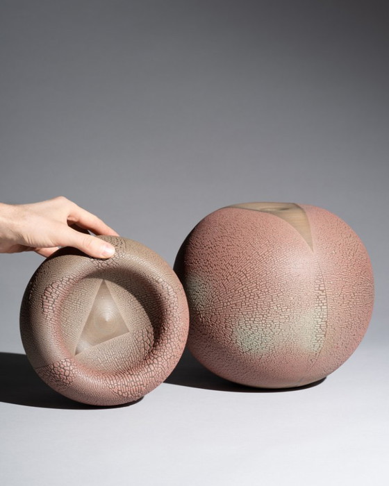 Image 1 of Artist Ceramist Mario Enke Studiokeramik German Studio Ceramic Vase & Bowls Trio East German Art Pottery