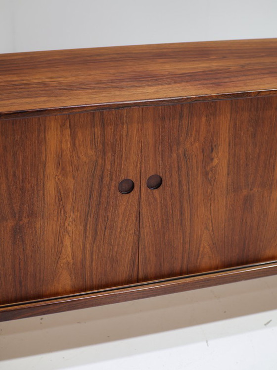 Image 1 of Lang dressoir lowboard palissander chroom vintage Deens