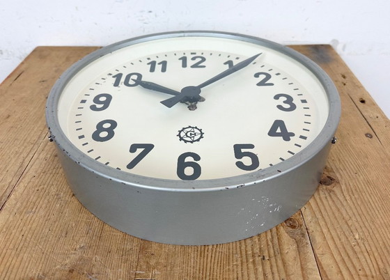 Image 1 of Grey Industrial Factory Wall Clock From Chronotechna, 1950s