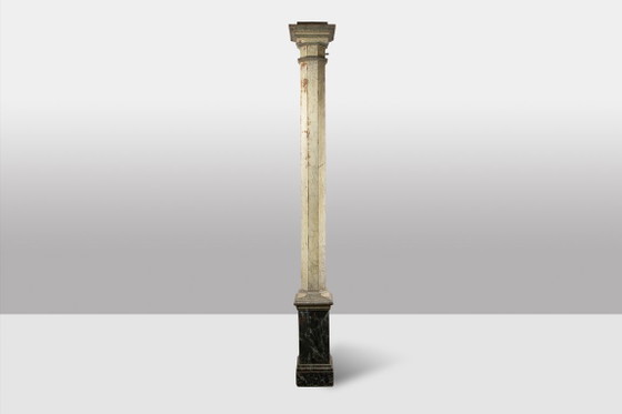 Image 1 of Pair of columns in wood painted to imitate marble. 1880s.