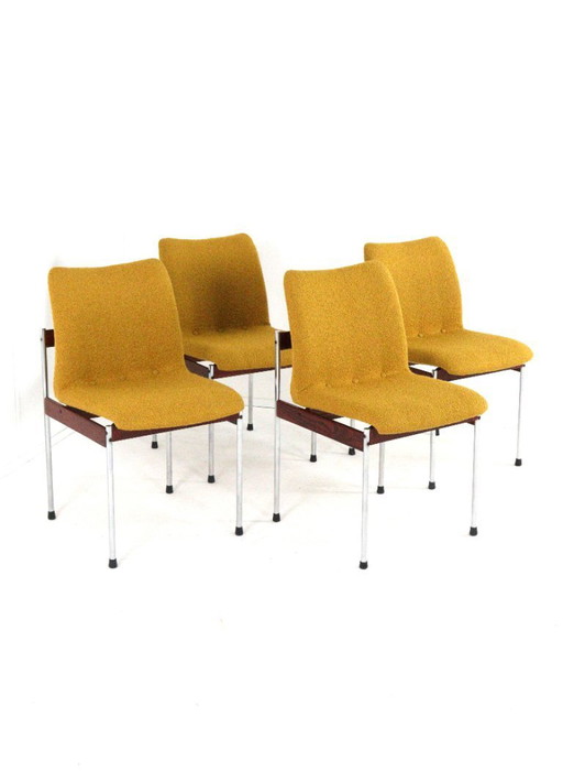 Set of 4 Thereca chairs upholstered vintage