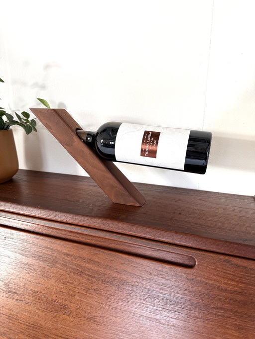 Vintage teakhouten wijnstandaard ‘60