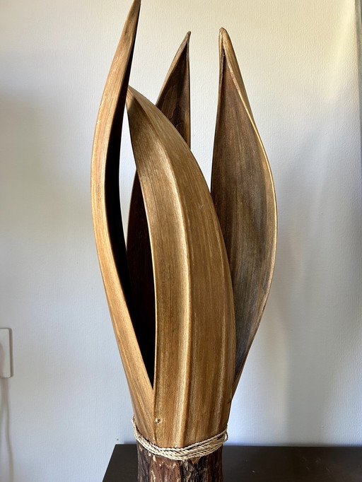 Lámpara de mesa vintage de hoja de plátano