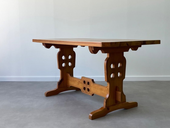 Vintage Brutalistische Eethoek – Tiroler Stijl (6 stoelen) – Eetkamerset, Wood (photo 11 of 18)
