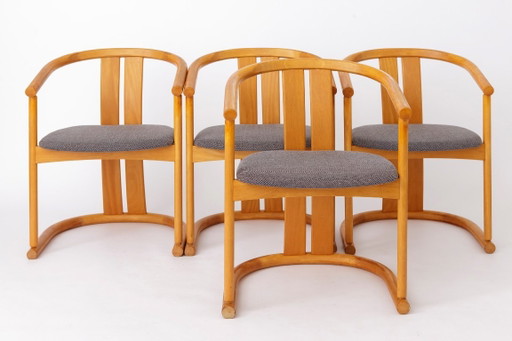 Set van 4 Casala eetkamerstoelen, beukenhout, Duitsland, jaren 70, mid-century modern, gerestaureerde stoelen.