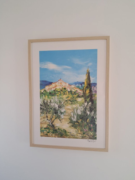 Image 1 of Marcel BELVISI - Sendero de un pequeño pueblo - Litografía enmarcada del artista