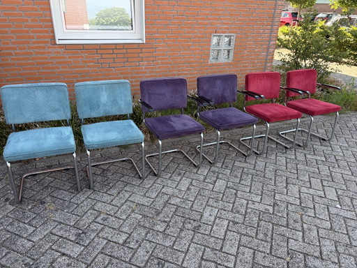🪑✅ 6 Zuiver Ridge Rib Fabric Chairs ❗️ – eetkamerstoelen, Chrome, Wood