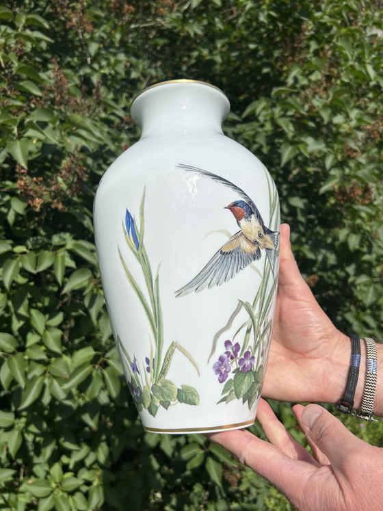 Image 1 of Franklin Porcelain The Garden Bird Vase & The Meadowland Bird Vase 