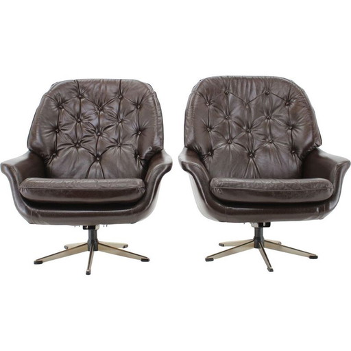 Poltrona girevole vintage in similpelle, anni '70