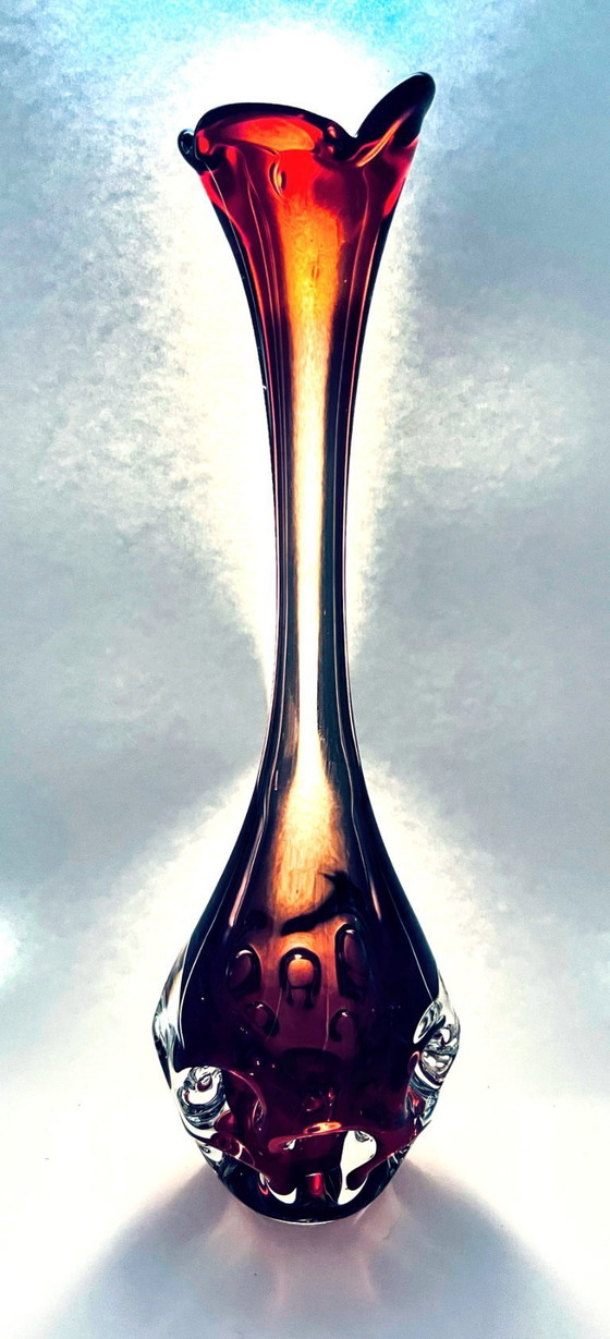 Image 1 of Retro sueco- Börne augustsson- Jarrón con huella digital - alto- rojo